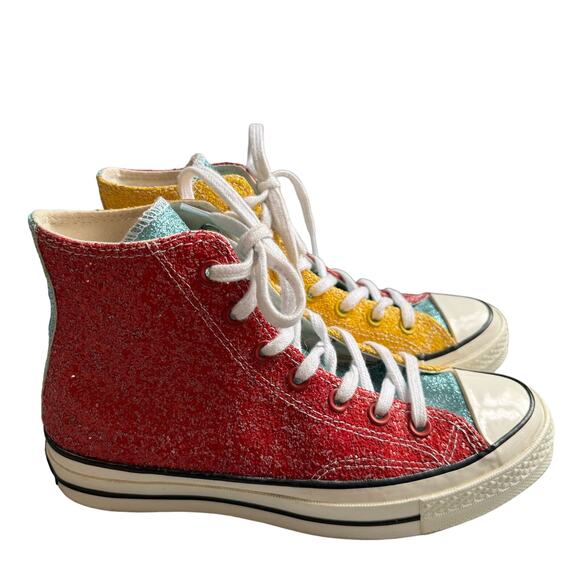 Converse x JW Anderson Chuck 70 Hi Top Glitter Barbosa Cherry M6 W8 - Picture 2 of 15